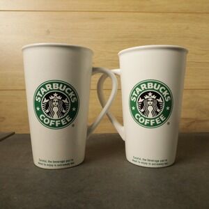 2005 & 2006 Starbucks Coffee Mug Tall White Green Siren Logo 16oz